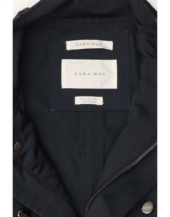 ZARA Herre Utility Jacket UK 40 Large Navy Blue