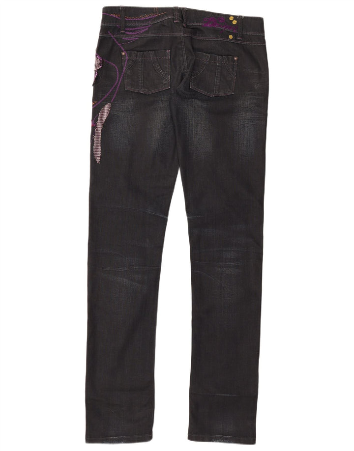 Desigual Dame Grafiske Slim Jeans EU 40 Medium W32 L35 Sort Bomuld