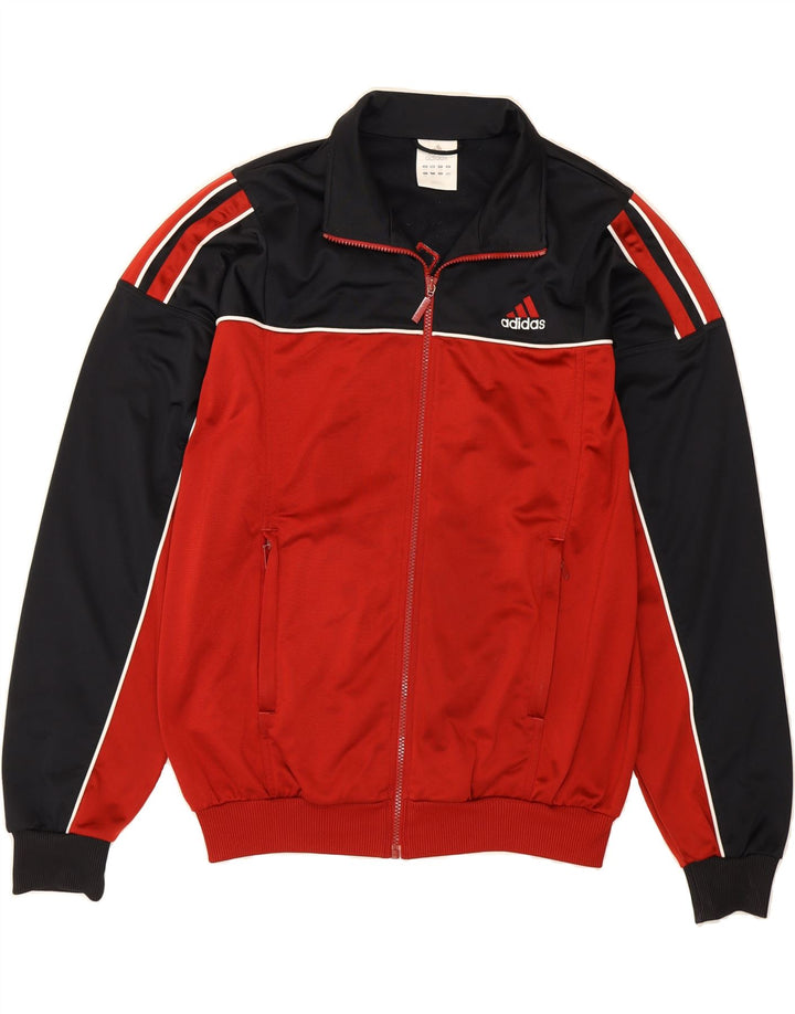 ADIDAS Mens Graphic Tracksuit Top Jacket UK 40/42 Medium Red Colourblock Vintage Adidas and Second-Hand Adidas from Messina Hembry 