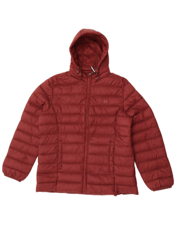 Crew Clothing Dame Hættejakke UK 12 Medium Burgundy Polyamid