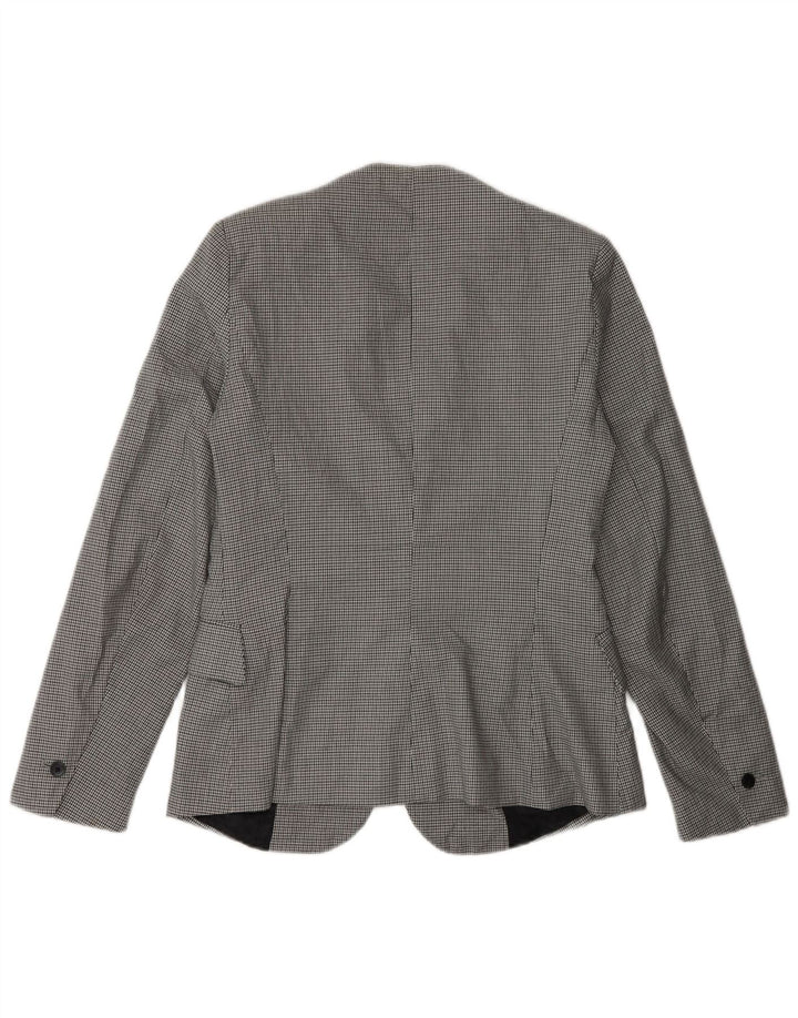 Zara Dame 1-knaps blazerjakke EU 36 XS Grå Houndstooth Polyester