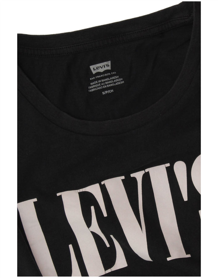 LEVI'S Dame Grafisk T-Shirt Top UK 10 Lille Sort