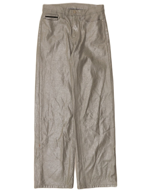Calvin Klein Dame Højtalje Casual Bukser W28 L32 Sølv Animal Print