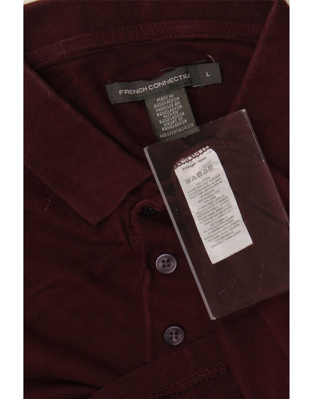 FRENCH CONNECTION Mens Polo Shirt Large Burgundy Cotton
