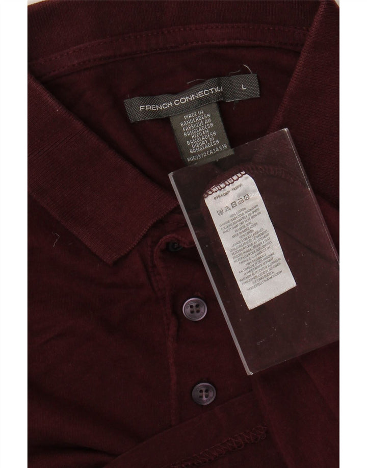 FRENCH CONNECTION Mens Polo Shirt Large Burgundy Cotton