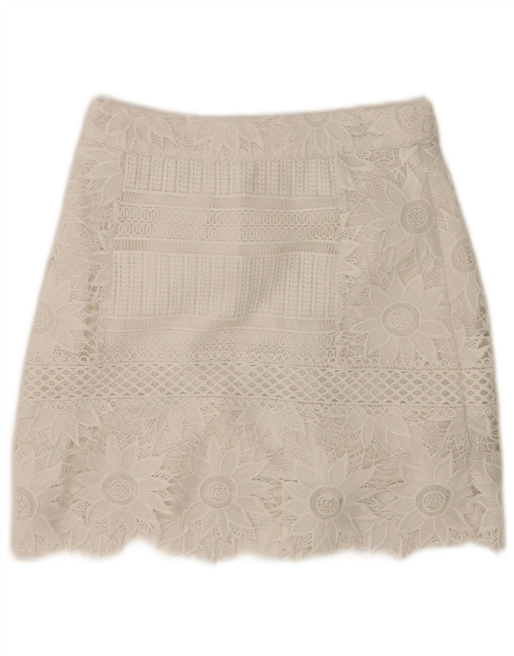 Topshop Dame Mini-nederdel UK 8 Small W28 White Floral Polyester