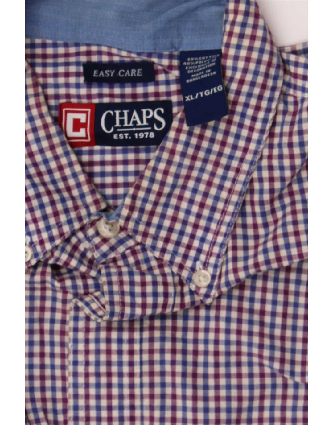 Chaps Herreskjorte XL Blå Gingham Bomuld