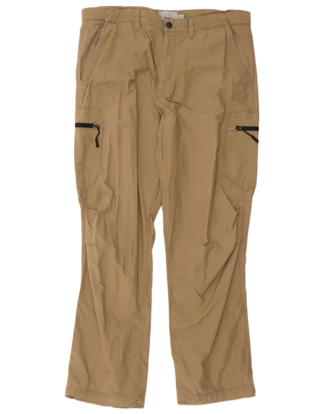 Marks & Spencer Herre Regular Fit Cargo Bukser W36 L31 Beige Bomuld
