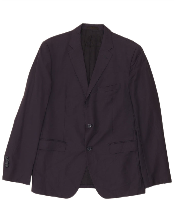 Massimo Dutti Herre 2-knaps blazerjakke EU 52 Stor marineblå uld