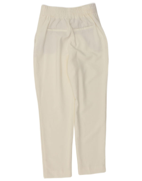 Zara Kvinders Højtaljede Tilspidsede Casual Bukser XS W24 L27 Hvid Polyester