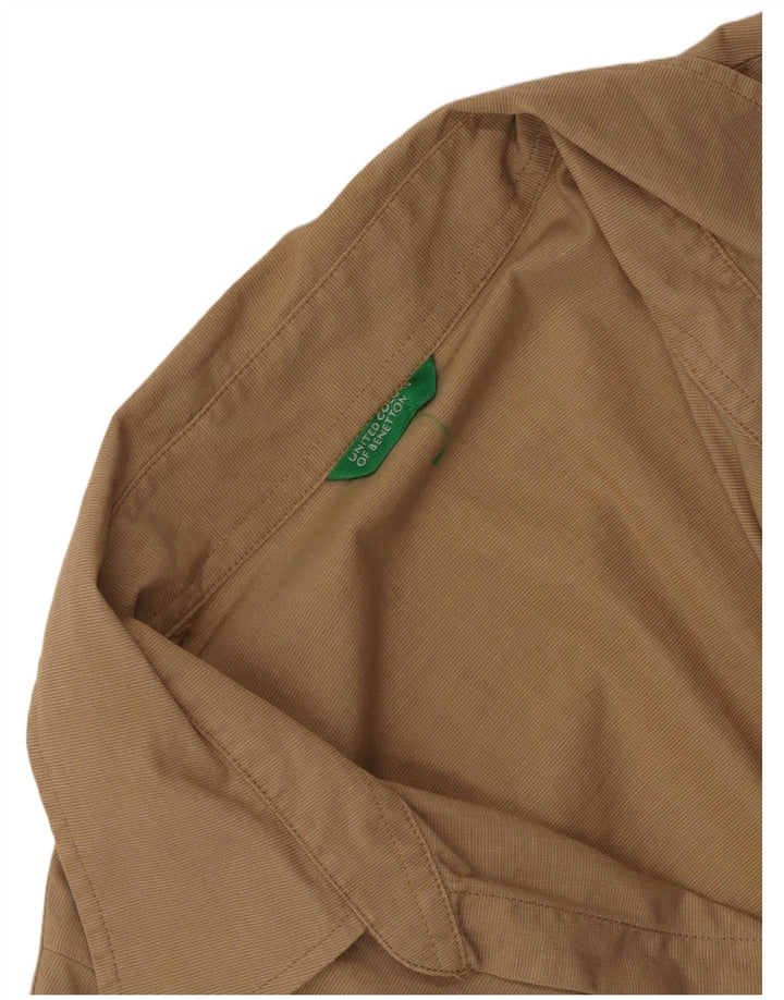 Benetton skjortebluse med 3/4 ærmer til kvinder UK 12 Medium Beige