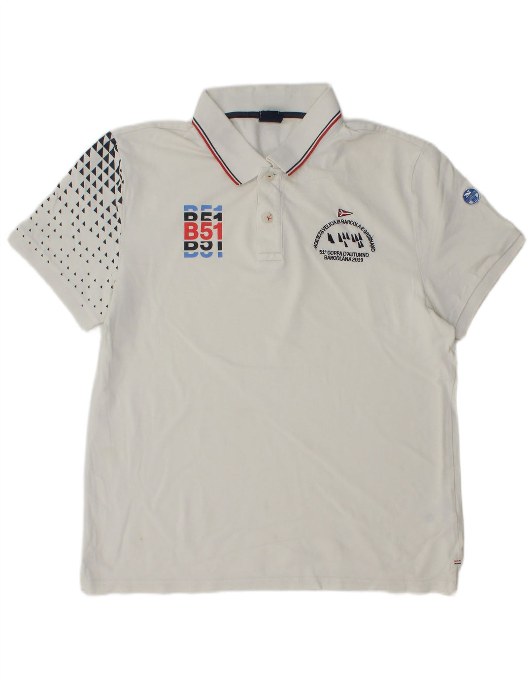 North Sails Herre Grafisk Regular Fit Polo Shirt Stor hvid plettet bomuld