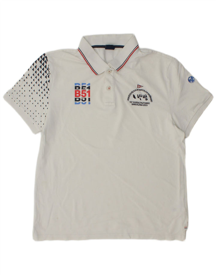 North Sails Herre Grafisk Regular Fit Polo Shirt Stor hvid plettet bomuld