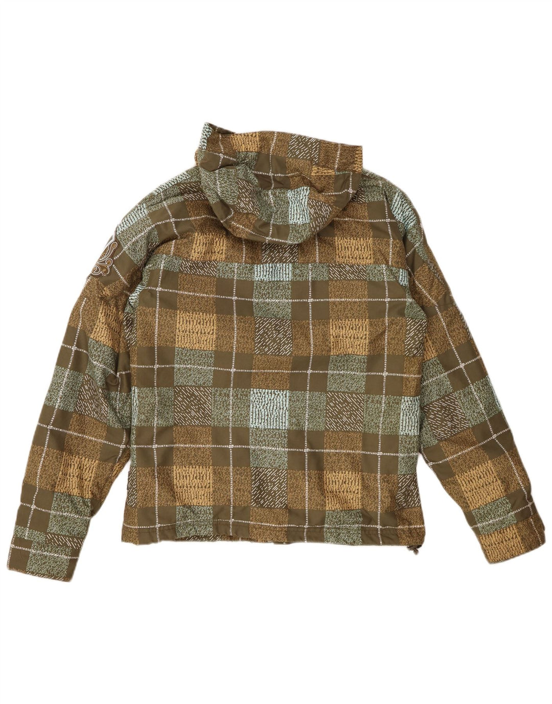 BILLABONG Dame grafisk hættejakke EU 36 Small Khaki Check