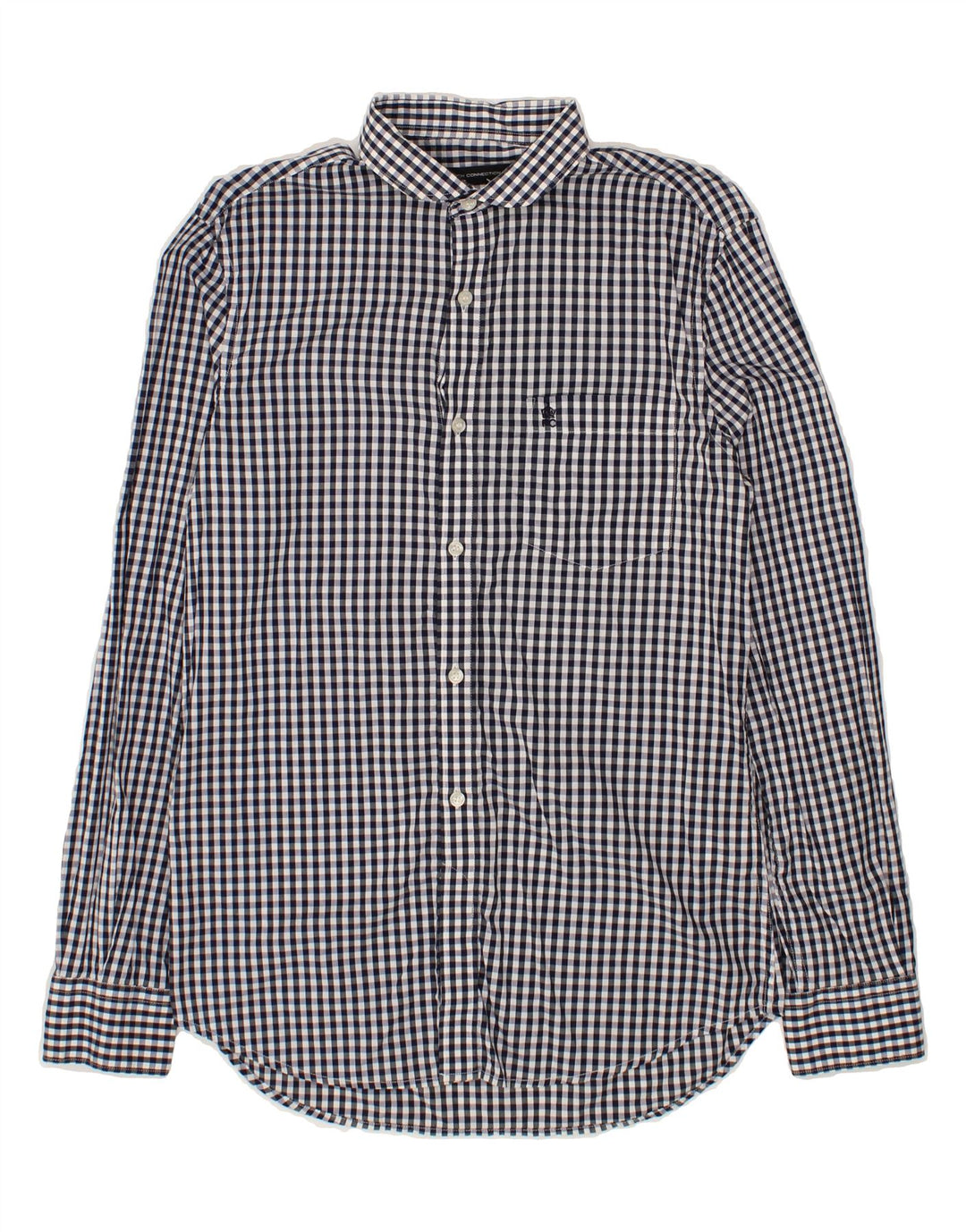 FRENCH CONNECTION Mens Shirt Small Navy Blue Gingham Cotton Vintage French Connection and Second-Hand French Connection from Messina Hembry 