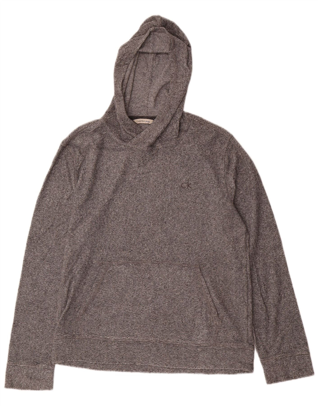 CALVIN KLEIN JEANS Dame hættetrøje Jumper UK 14 Mellemgrå Flecked Bomuld