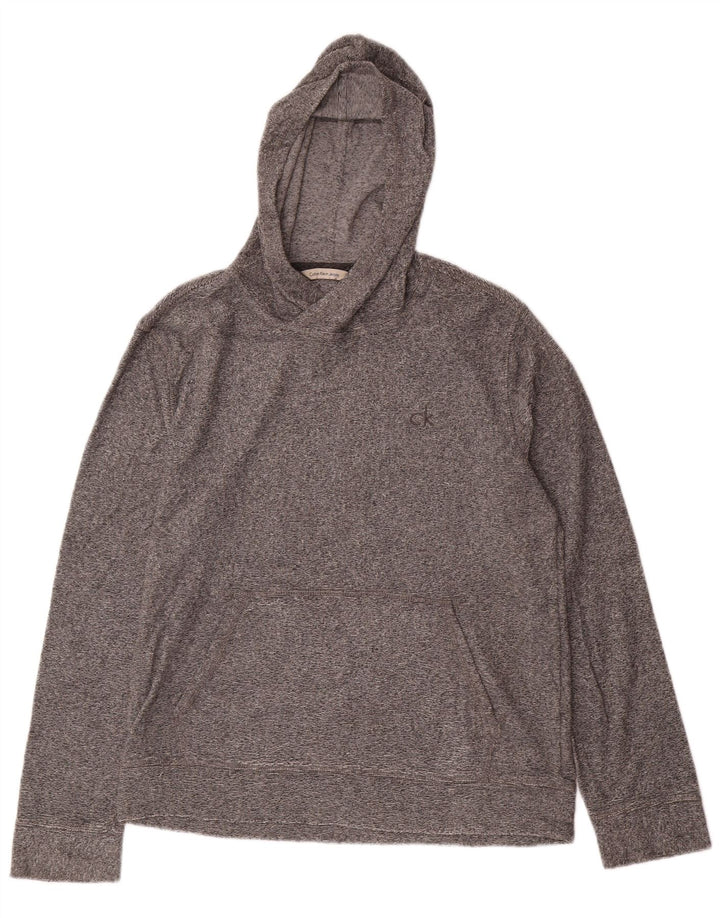 CALVIN KLEIN JEANS Dame hættetrøje Jumper UK 14 Mellemgrå Flecked Bomuld
