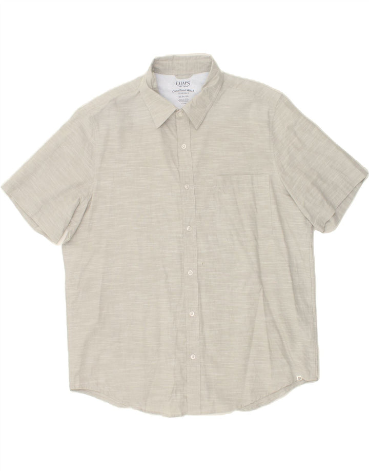 CHAPS Mens Short Sleeve Shirt XL Beige Cotton Vintage Chaps and Second-Hand Chaps from Messina Hembry 