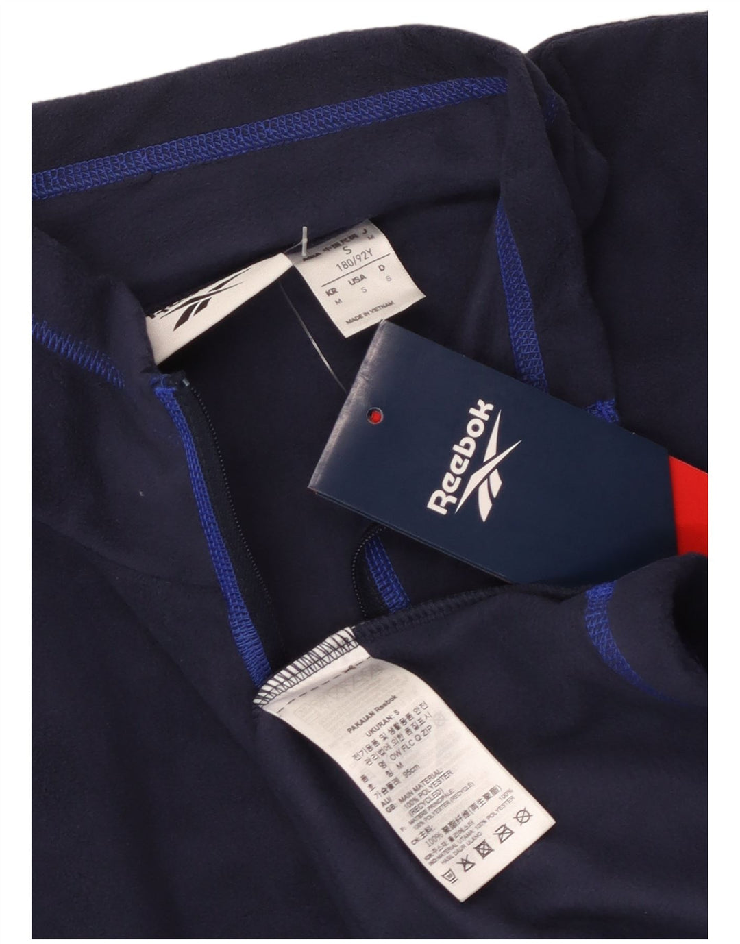Reebok Herre lynlåshals Fleece Jumper Medium Navy Blue Polyester Sports