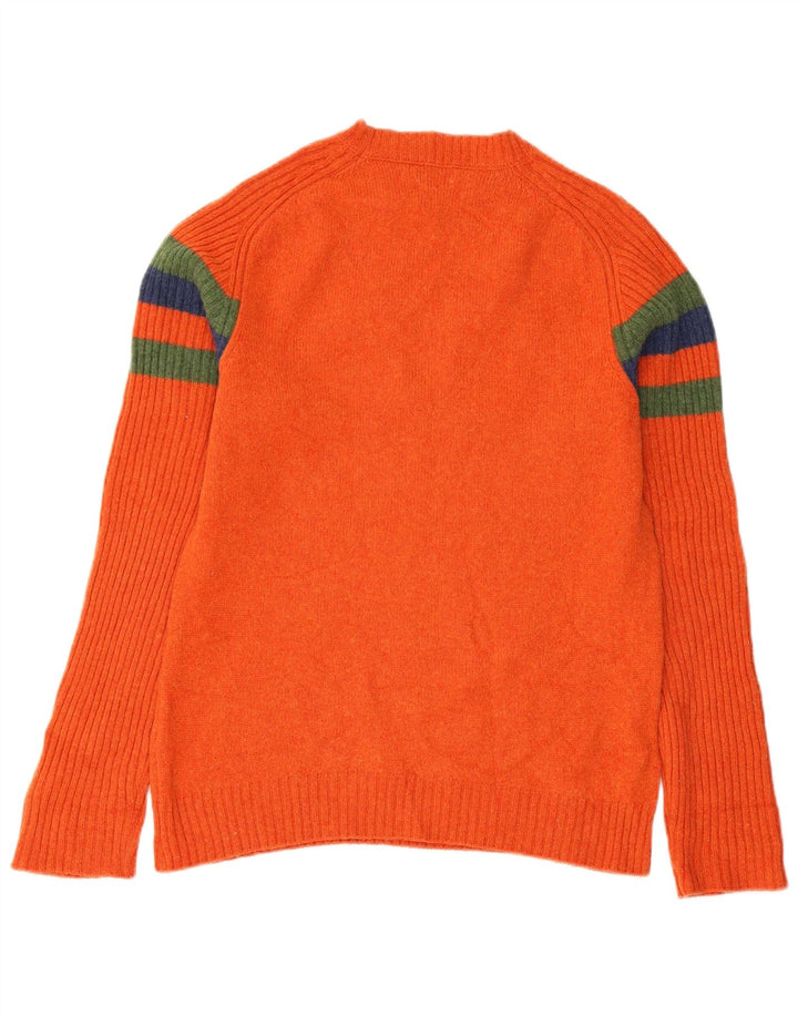 Benetton Dame sweater med rund hals DK 12 Medium Orange Stribet