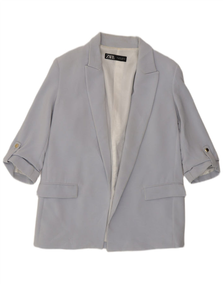 Zara Dame 3/4 ærmet åben blazerjakke UK 16 Large Blue