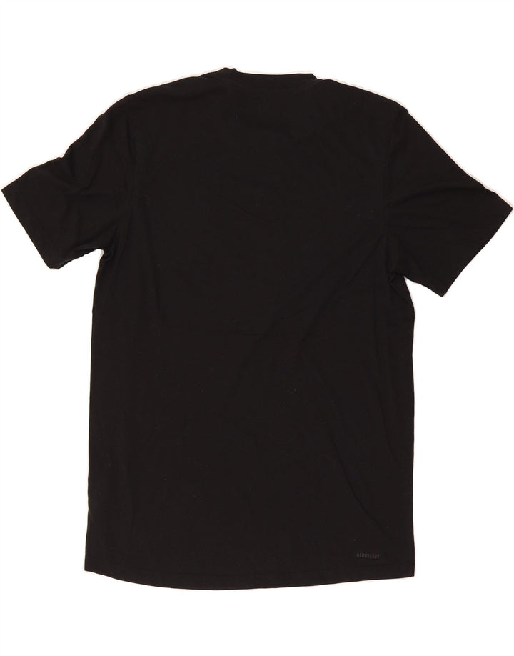 ADIDAS Mens Aeroready Graphic T-Shirt Top Medium Black Cotton Vintage Adidas and Second-Hand Adidas from Messina Hembry 