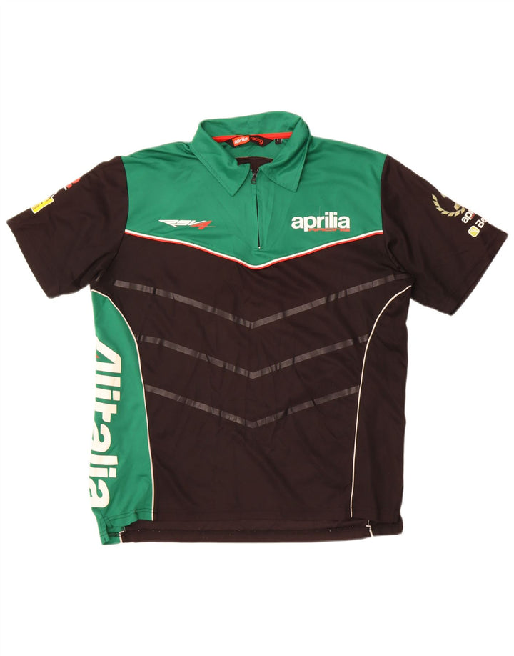 Aprilia Herre grafisk poloshirt Stor sort Colourblock Polyester