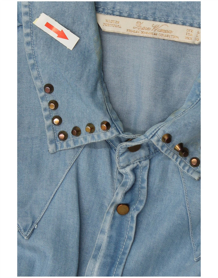 Zara Dame Denim Shirt UK 16 Large Blue Lyocell