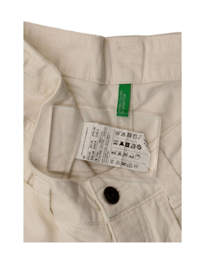 Benetton Dame denim Shorts UK 8 Small W30 White Bomuld