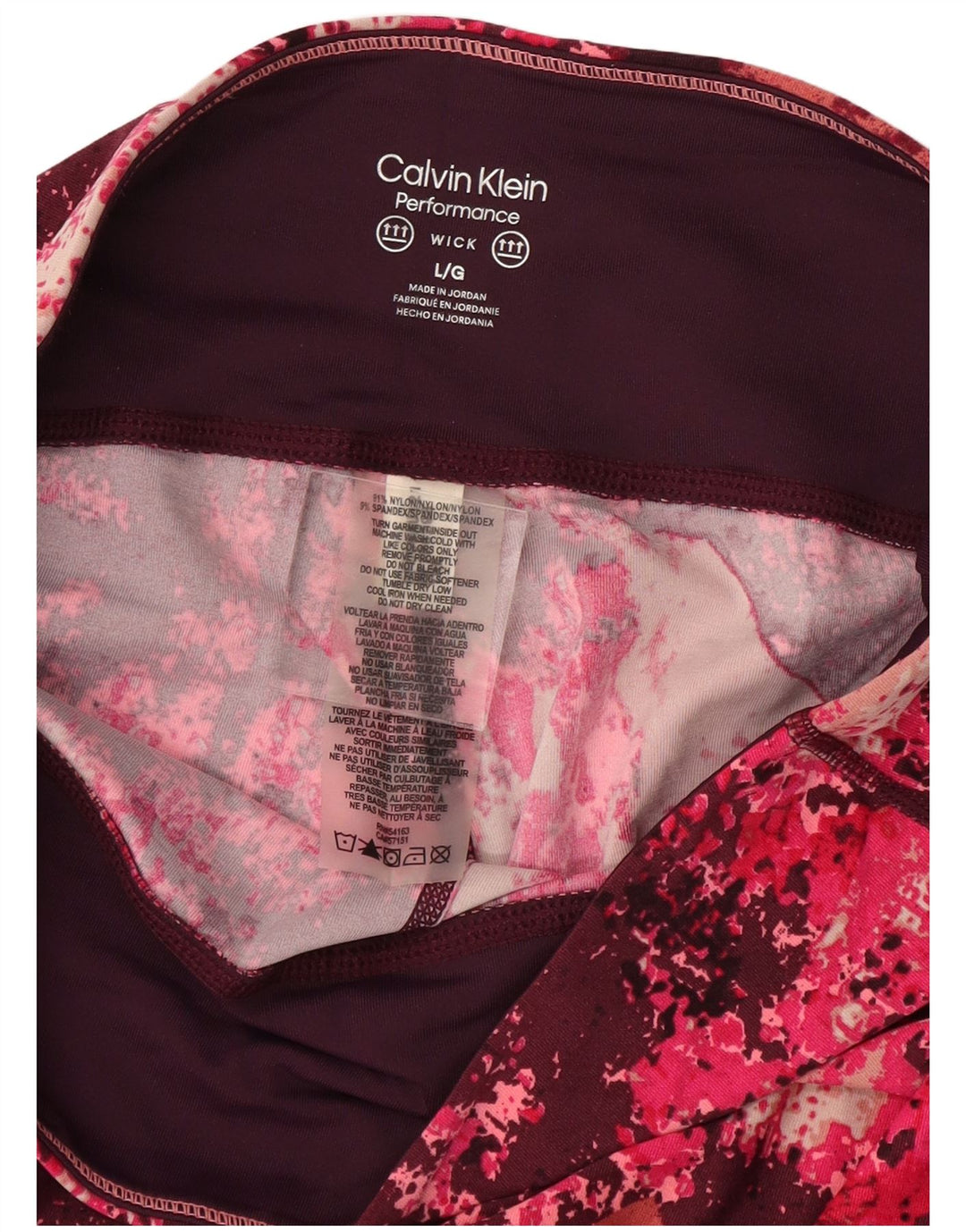 CALVIN KLEIN Kvinders abstrakt mønster Leggings UK 14 Stor Burgundy Nylon