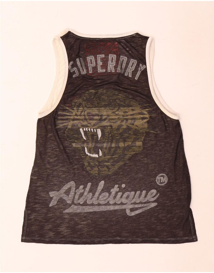 Superdry Womens Grafisk Vest Top UK 10 Small Grey Colourblock Polyester