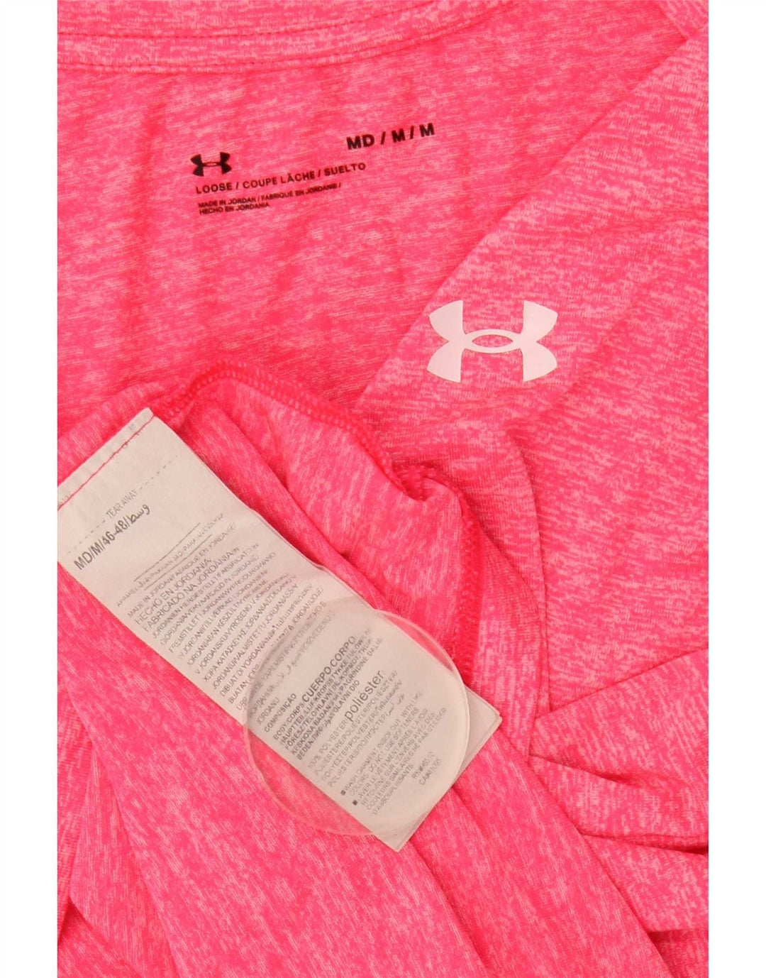 Under Armour Grafisk T-shirt top til kvinder UK 12 Medium Pink Flecked Polyester