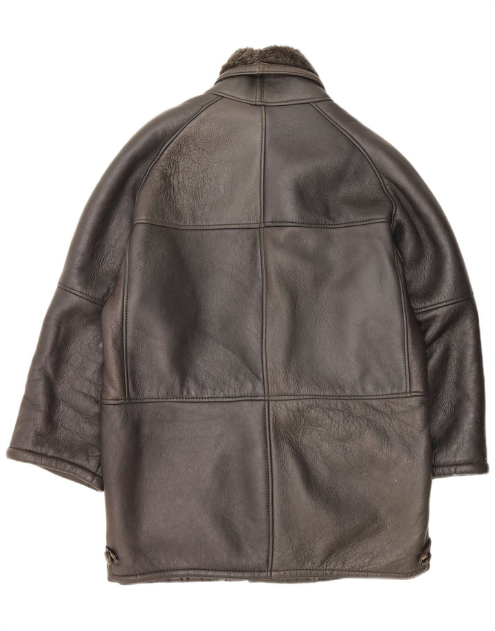 Vintage Shearling Overfrakke til mænd UK 42 XL Sort