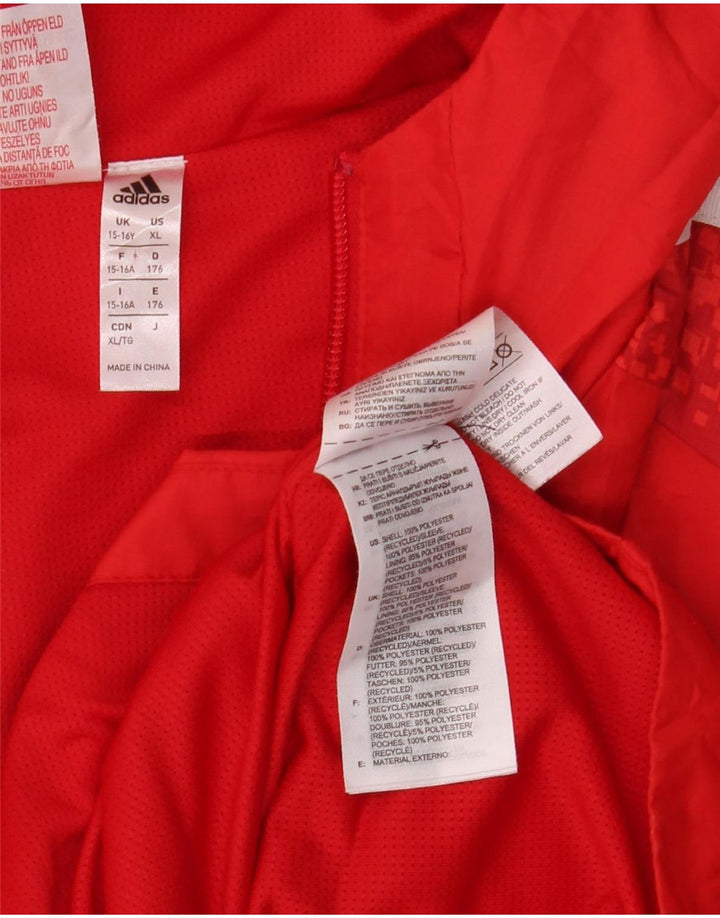Adidas Træningsdragt med hætte til drenge topjakke 15-16 år rød plettet polyester