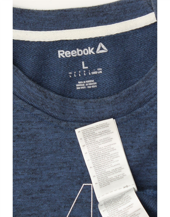 Reebok Herre grafisk sweatshirt Jumper Large Navyblå Flecked Bomuld