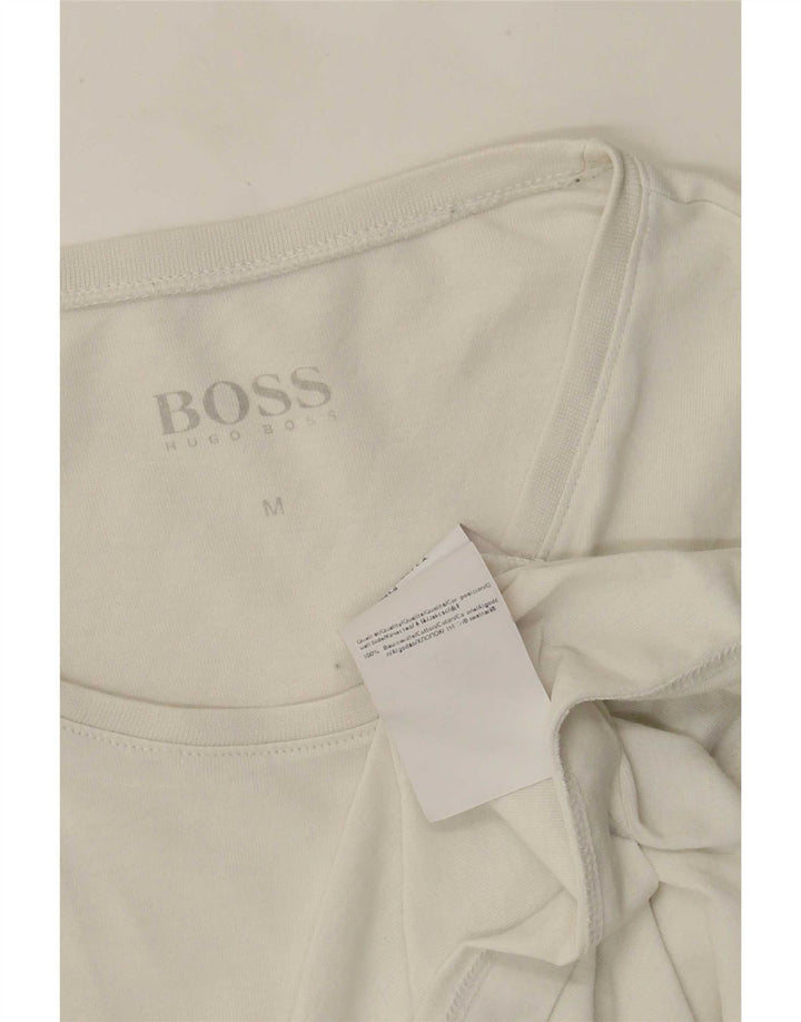 Hugo Boss Herre T-Shirt Top Medium Hvid Bomuld