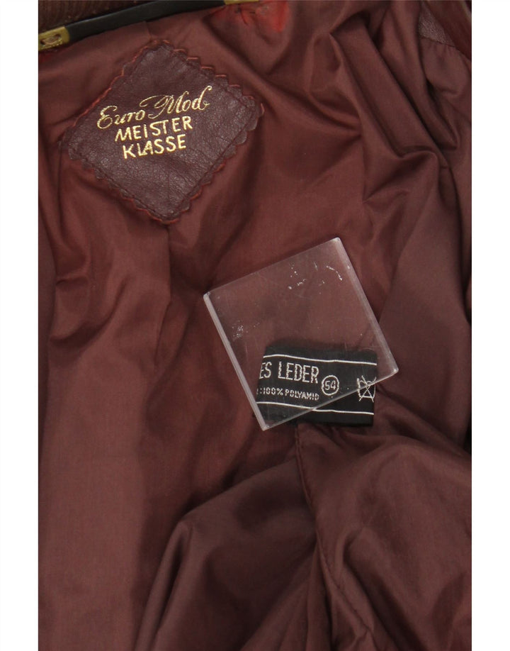 Vintage Dame Bomber Læderjakke IT 54 2XL Burgundy Læder