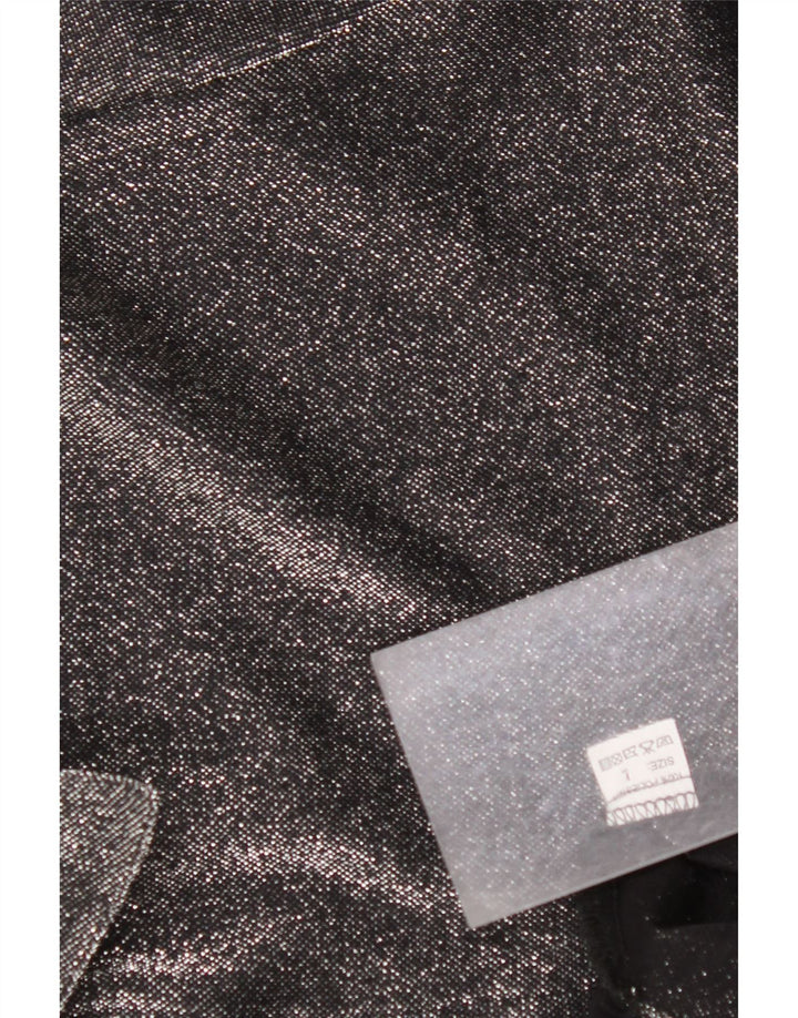 VINTAGE Dame Oversized skjortebluse UK 16 Large Black Flecked Polyester