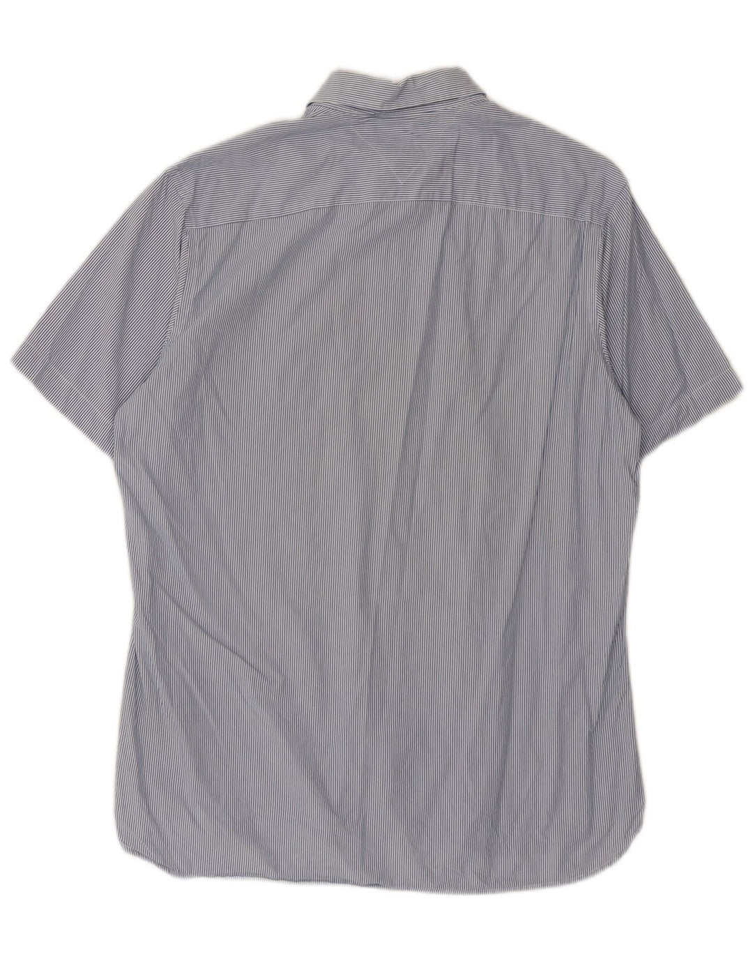 TOMMY HILFIGER Mens Custom Fit Short Sleeve Shirt Medium Blue Pinstripe