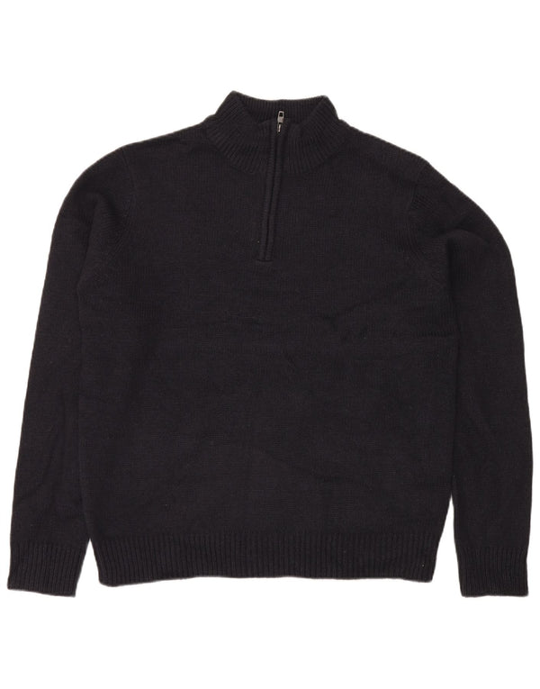 French Connection Herre Zip Neck Jumper Sweater Large Navy Blue Akryl