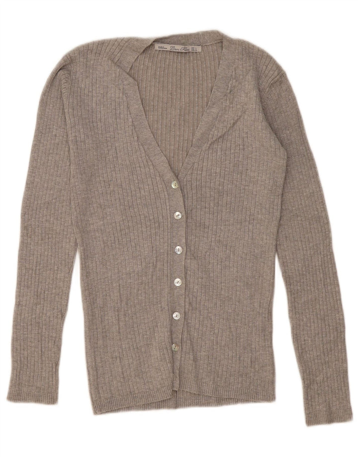 Zara Dame Cardigan Sweater UK 14 Large Grå