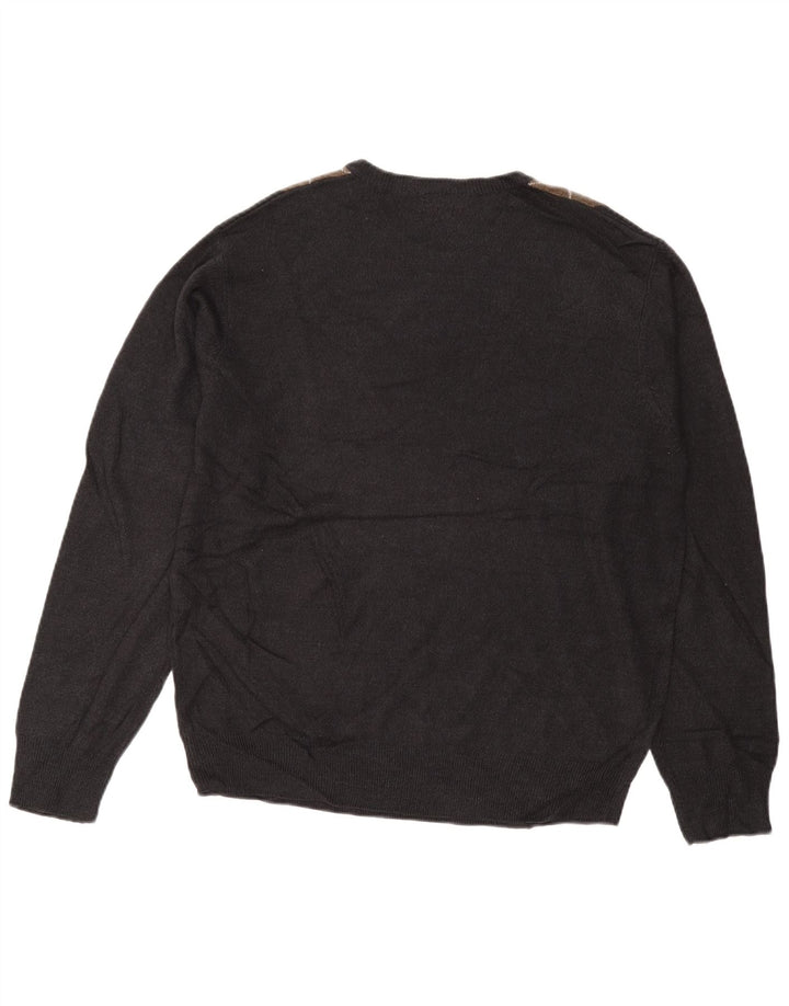 DOCKERS Herre Crew Neck Jumper Sweater Stor Grå Argyle/Diamant Akryl