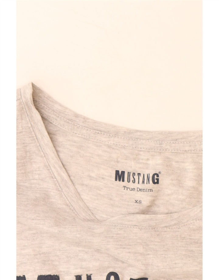 MUSTANG Grafisk T-shirt top til kvinder UK 6 XS Grå Flecked