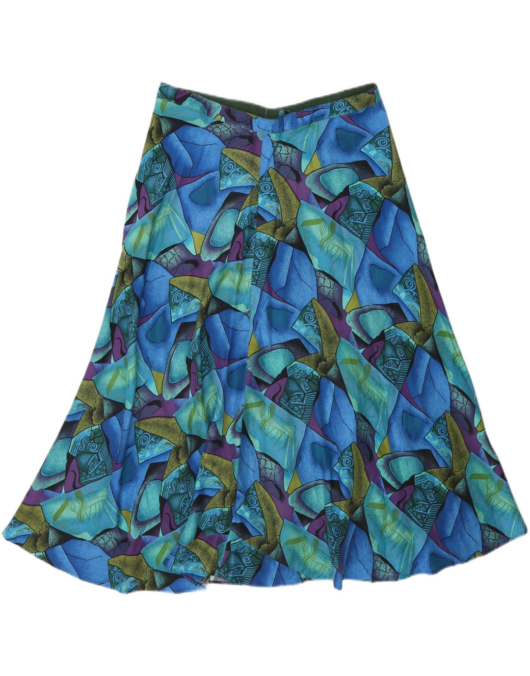VINTAGE Womens Abstract Pattern A-Line Skirt W30 Medium Blue Vintage Vintage and Second-Hand Vintage from Messina Hembry 