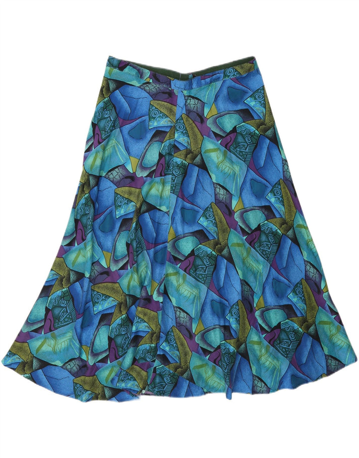 VINTAGE Womens Abstract Pattern A-Line Skirt W30 Medium Blue Vintage Vintage and Second-Hand Vintage from Messina Hembry 
