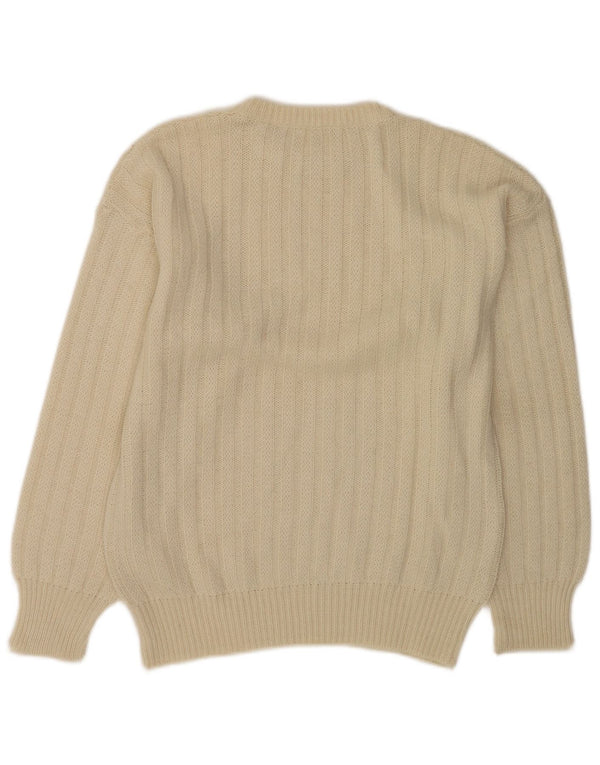 Vintage Dame Boat Neck Jumper Sweater UK 14 Large Beige