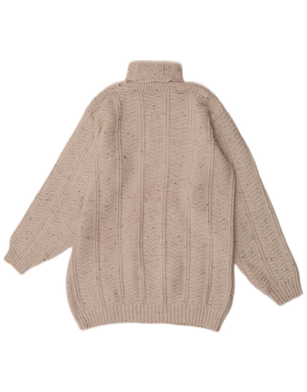 Vintage Herre rullehals sweater XL hvid Flecked akryl