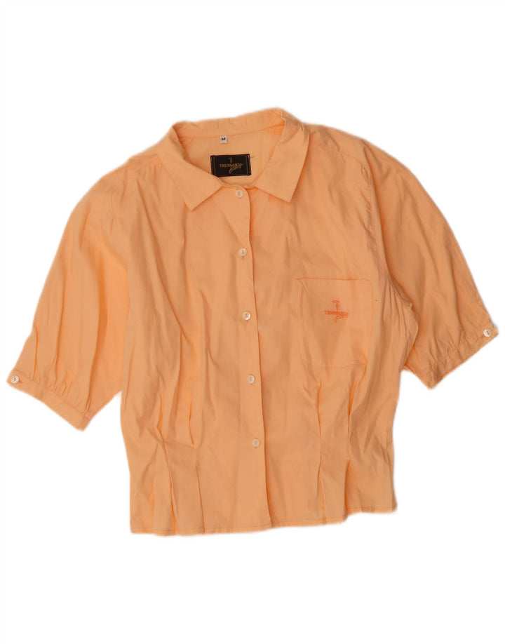 TRUSSARDI JEANS Womens Short Sleeve Shirt Blouse UK 14 Medium Orange