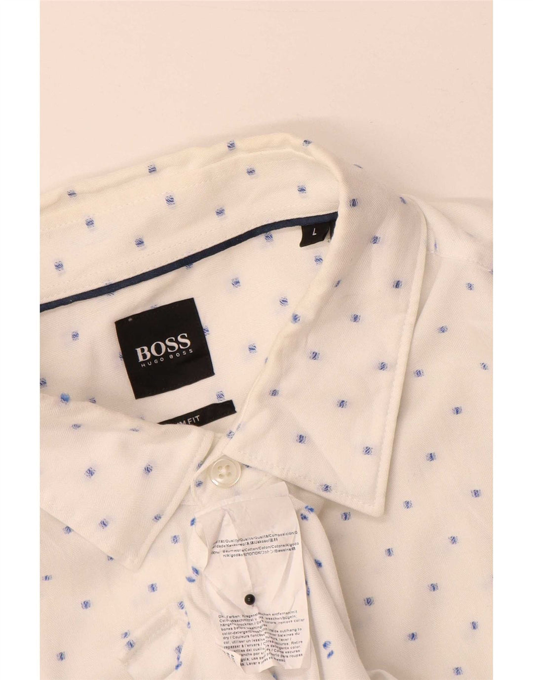 Hugo Boss Herre Slim Fit skjorte Stor hvid plettet bomuld