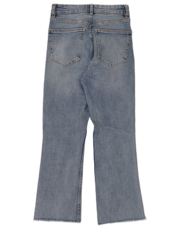 Zara Womens High Waist Bootcut Cropped Jeans EU 36 XS W26 L24 Blue